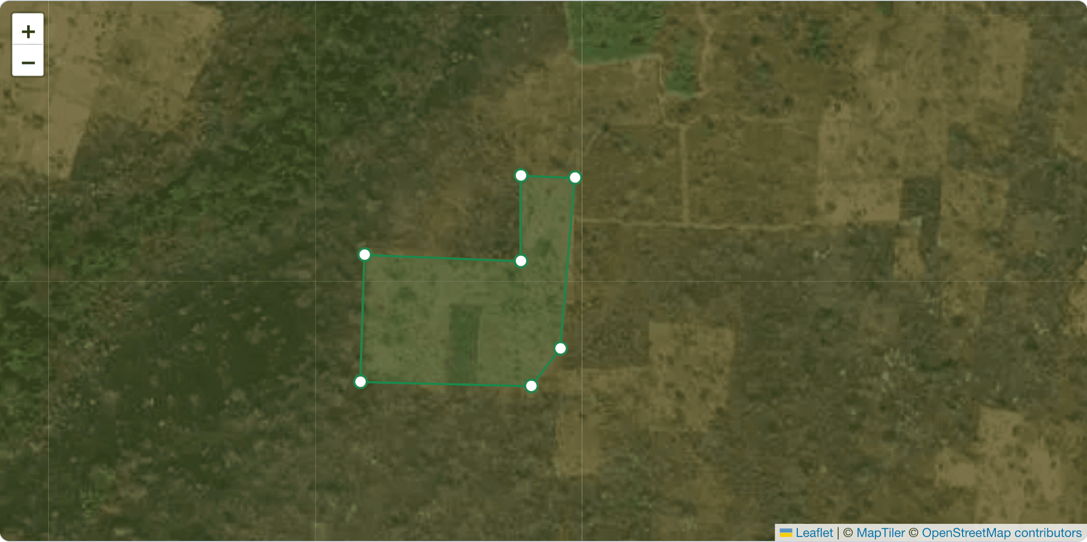 A sample plot boundary in Côte d’Ivoire, traced corner by corner on satellite imagery